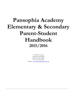 Student Handbook - Pansophia Academy