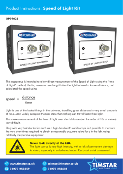 Product Instructions: Speed of Light Kit