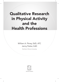 Qualitative Research in Physical Activity and the Health Professions