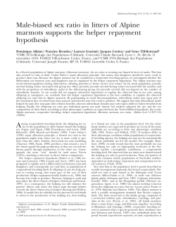 Male-biased sex ratio in litters of Alpine marmots supports the helper