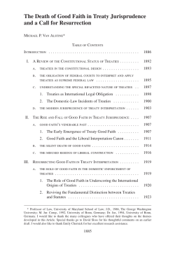 The Death of Good Faith in Treaty Jurisprudence and a Call for