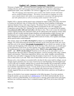 English 3 AP – Summer Assignment – 2015/2016