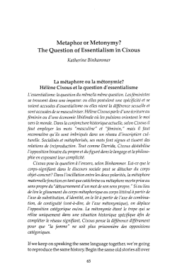 Metaphor or Metonymy? The Question of Essentialism in