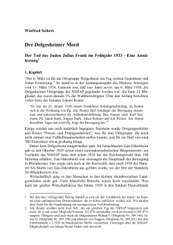 Der Dolgesheimer Mord. Der Tod des Juden Julius Frank im