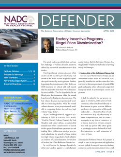 Illegal Price Discrimination? - National Association of Dealer Counsel
