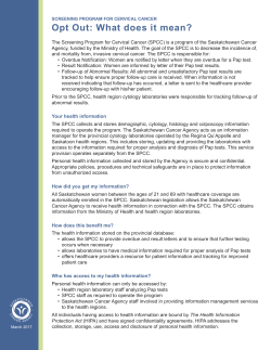 Opt Out: What does it mean? - Saskatchewan Cancer Agency