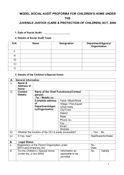 Model Social Audit Proforma for Children`s Home India