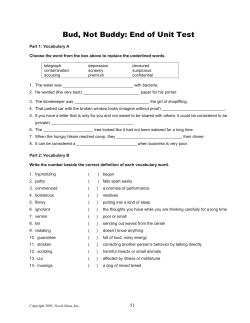 Bud, Not Buddy: End of Unit Test