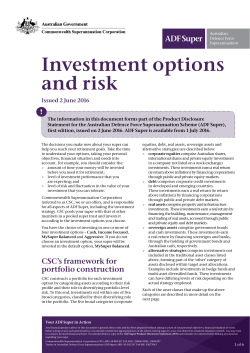 ADF Super - Investment options and risk