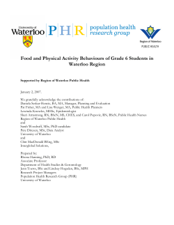 Food and Physical Activity Behaviours of Grade 6 Students in