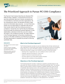 Prioritized Approach - PCI Security Standards Council