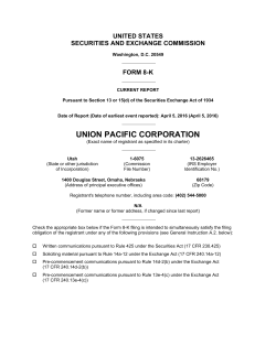 UPC 8-K Filed 04/05/16