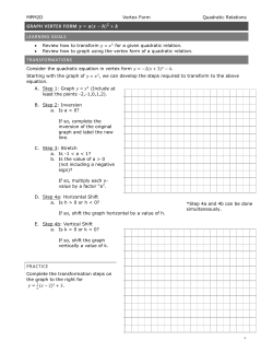 GRAPH VERTEX FORM ( ) LEARNING GOALS