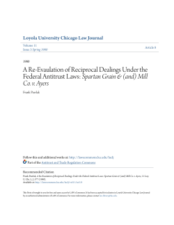 A Re-Evaulation of Reciprocal Dealings Under the Federal Antitrust
