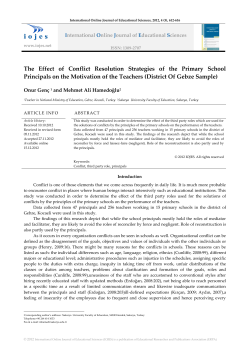 The Effect of Conflict Resolution Strategies of the Primary School