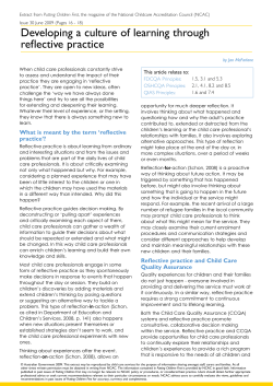 Developing a culture of learning through reflective practice