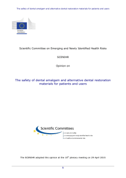 Opinion on the safety of dental amalgam and alternative dental