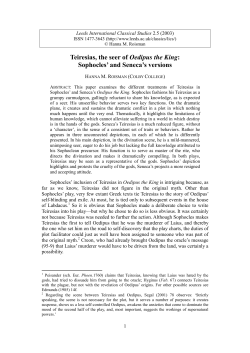 Teiresias, the seer of Oedipus the King