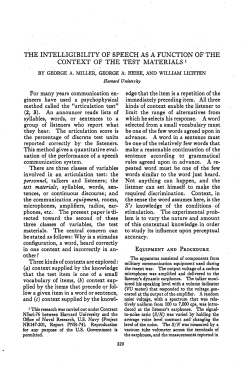 the intelligibility of speech as a function of the context of the test