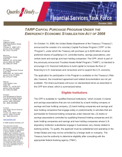 tarp capital purchase program under the emergency economic