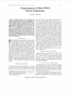 Cryptanalysis of short RSA secret exponents