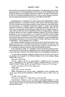 Recent Cases: Constitutional Law. Jurisdiction over Land Owned by