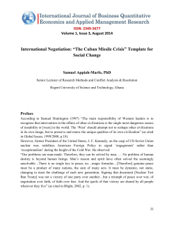 International Negotiation: &ldquo;The Cuban Missile Crisis