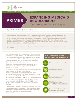 Primer: Expanding Medicaid in Colorado