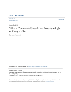 What is Commercial Speech? An Analysis in Light of Kasky v. Nike