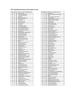 Final 2017 Parade Line Up in Alphabetical and Numerical Order