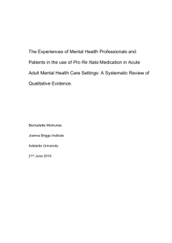 The Experiences of Mental Health Professionals and Patients in the