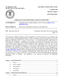 BY ORDER OF THE SECRETARY OF THE AIR FORCE AIR FORCE