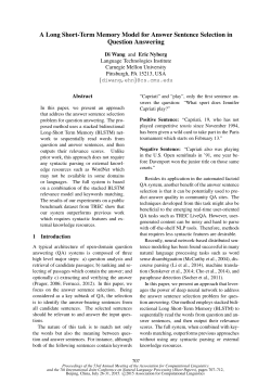 A Long Short-Term Memory Model for Answer Sentence Selection in