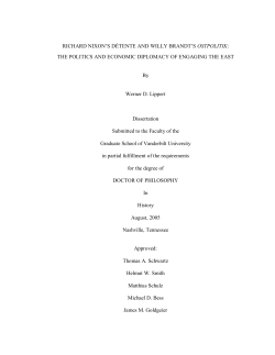 RICHARD NIXON`S DÉTENTE AND WILLY BRANDT`S OSTPOLITIK