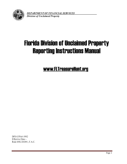 Florida Division of Unclaimed Property Reporting Instructions Manual