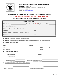 Precious Metal and Gem Dealer Certificate of Registration