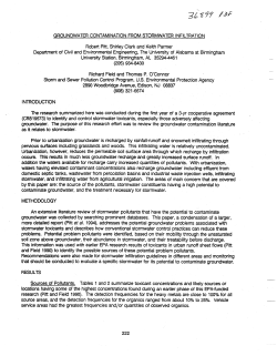 Groundwater Contamination From Stormwater Infiltration