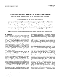 Design and control of a lower limb exoskeleton for robot