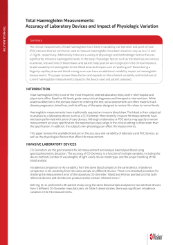 Total haemoglobin Measurements: accuracy of laboratory devices