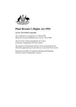 Plant Breeder`s Rights Act 1994 - Federal Register of Legislation