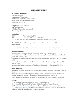 CURRICULUM VITAE Dr. James A. Robinson Harvard University