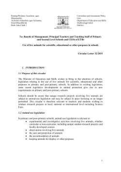 Use of live animals for scientific, educational or other purposes in