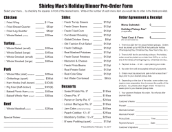 Shirley Mae`s Catering Menu.