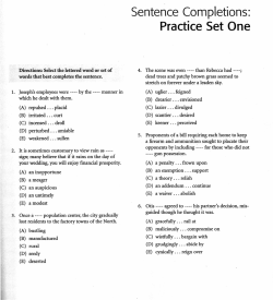 Sentence Completions: Practice Set One