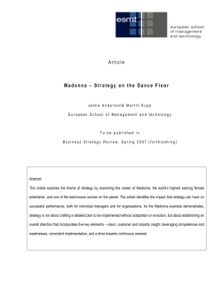 Article Madonna &ndash; Strategy on the Dance Floor
