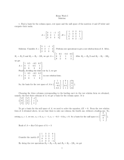 Home Work 5 Solution 1. Find a basis for the column space, row