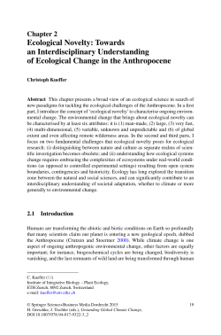Ecological Novelty: Towards an Interdisciplinary Understanding of
