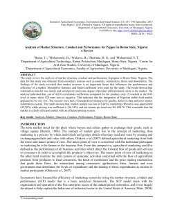 Analysis of Market Structure, Conduct and Performance for Pepper