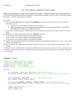 Lab 3 The Addresses in Memory (Little Endian)