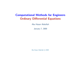 Computational Methods for Engineers Ordinary Differential Equations